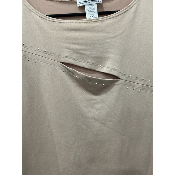 Bronte and Tallulah Womens Beige Sleeveless Top With Embellishments SZ Medium - Picture 4 of 8